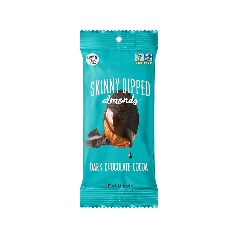 Skinny Dipped Almonds Nuts, Dark Chocolate Cocoa, 1.2 Oz., 10/Box