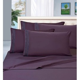 MattRest Luxury Silky-Soft 1800 Thread Count Premium Collection - Wrinkle-Free 3-Piece Bed Sheet Set, Deep Pocket up to 16 inch, Twin Purple