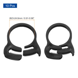 sourcing map 10 Pcs Adjustable Double Snap Grip Hose Clamps Plastic 23-24.8 Mm/0.91-0.98 Inches Inner Dia Adjustable Several Ratcheting Tubing Clamp for Home, Black