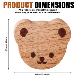 Pack of 12 Bear Cupboard Knobs, Wooden Drawer Drawers with Screws, Furniture Knobs, Drawer Knobs, Wooden Handles for Cupboards, Children's Room Cabinet Handles Made of Beech Wood for Cupboards
