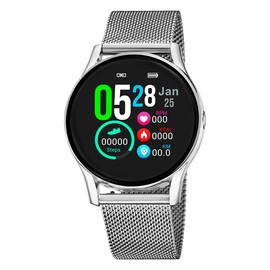 Lotus Smartime 50001/A Women's Smartwatch Metal Silver 1.22 Touch Screen Diameter 39 mm Waterproof 3ATM, silver, Bracelet