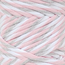 Clowex Multicolored Cotton Combed Macrame String 5mm, Rainbow Colorful Macrame Cord, Twisted Multicolor Soft Variegated Cotton Macrame Yarn 87 yds x 5mm, Decorative Craft Yarn for Knotting (TM13)