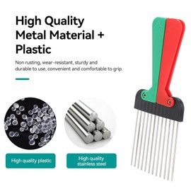 Afro Pick Comb, Metal Pick Comb Plastic Wide Tooth Hair Pick Comb Hairdressing Detangle Hair Pick Styling Tool for Curly Hair Style