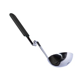 Souper Cubes + Lori Greiner No Mess Stainless Steel Soup Ladle with Silicone Handle - Metal Soup Ladle with No Mess Design That Hooks on Side of Any Pot - Charcoal