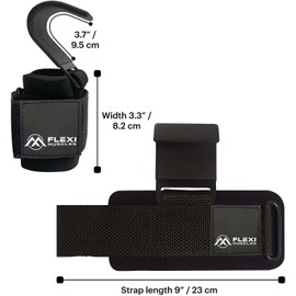 Flexi Muscles Weight Lifting Hooks (Pair) - Heavy-Duty Wrist Straps with Non-Slip Grip - Ideal for Deadlifts, Pull-Ups, Shrugs, and Powerlifting - Padded Wrist Support for Men & Women