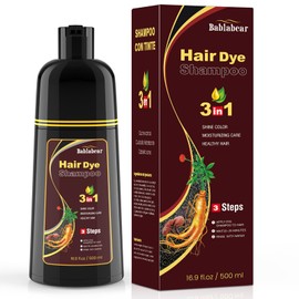 Dark Brown Hair Dye Shampoo 3 in 1, Shampoo Tinte para Cubrir Canas para Hombres y Mujeres, Cobertura Instantánea de Canas con Esencia Herbal         