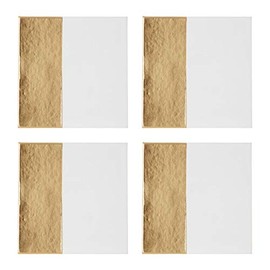 Geome Dipped Coasters, Square, Leather Effect / White & Gold, Set of 4