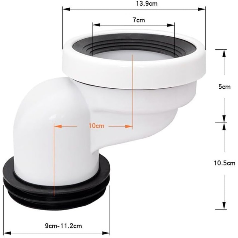 ieron 10cm Offset Toilet Connector Pipe Plastic Eccentric Angled Rigid