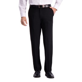 J.M. Haggar Men's Sharkskin Superflex Waist Straight Fit Dress Pant, Black, 36W x 34L