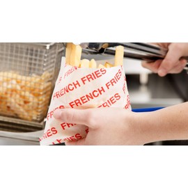 Large Printed French Fry Bags 100 Pack 5 1/2" x 4 1/2" Size Bags by A1 Bakery Supplies