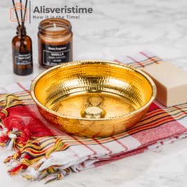 Alisveristime - tazón de baño turco tradicional con motivos auténticos (440 gr (15.50 oz) hecho de zinc (7.87 pulgadas de diámetro) (dorado)