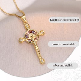 Gold Cross Chain, Women's Cross Chain, Cross Pendant Necklace, Women's AAA Zirconia Cross Pendant, Hypoallergenic 18K Gold-Plated Chain, Fashion Jewellery for Women Girls Gift
