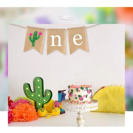 FULL WIN SHOP Cactus High Chair Banner for 1st Birthday, Green Unisex 78 inches (width only) Fiesta Birthday Banner