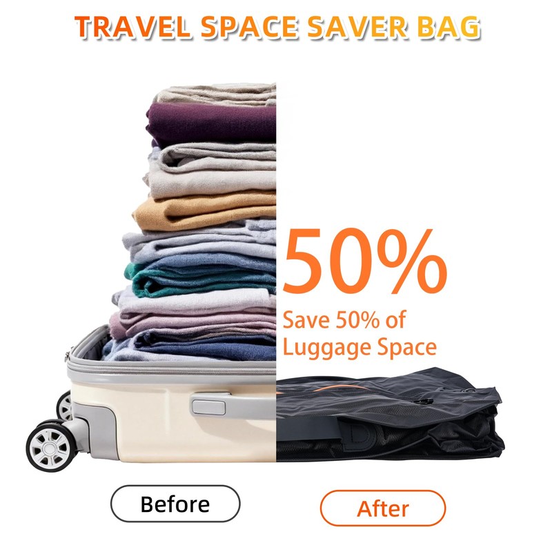 Large Travel Vacuum Storage Bag with Wireless Pump, 44L Compression