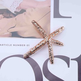 Cimenexe Bohemian Starfish Hair Clip Textured Starfish Hair Clip Gold Starfish Hair Pins Clips Rhinestone Headpiece Decorative Hair Accessories Jewellery for Women and Girls