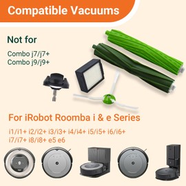 Yojolee Replacement Parts Compatible for iRobot Roomba i7 i7+ i3 i3+ i4 i4+ i5 i5+ i6 i8 i1 i2 e5 e6 e7 J Series Vacuum Cleaners Accessories,Front Caster Wheel,Rubber Brushes,6 Filters,6 Side Brushes