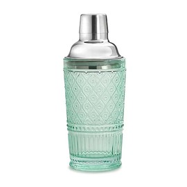 Godinger Cocktail Shaker, Martini Shaker, Glass Cocktail Shaker, Vintage Decor - 17oz, Claro Collection, Green
