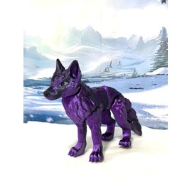 Articulated Wolf 3-D Printed, Dual Color Fidget Wolf Toy, Articulated Fidget Toy 3D Printed Gift for Him Executive Office Desk Toy, Home Decor (Black and Purple, Small)
