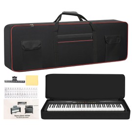 MUINS 88 Key Keyboard Case(Inner dimension: (53.5"*13"*6.7"),digital piano Keyboard carrying travel case Gig bag,thickened waterproof foldable 600D Oxford cloth,Music Page Holder & Keyboard Stickers