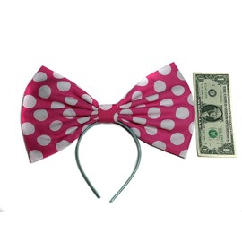 Giant Extra Large Hair Bow Collection- Red Polka Dot"Minnie Mouse" Inspired Hair Bows- Red- Black- Or Pink- Rockabilly, Pin Up, Retro, cosplay (Headband, Pink Polka Dots)