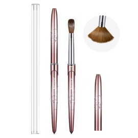 Acrylic Nail Brush Size 10,KEMEISI 100% Pure Kolinsky Nail Art Brushes Sturdy Handle Oval Shaped Acrylic Powder Nail Design Tools for Professional Manicure DIY Home Salon (Brown Gradient)