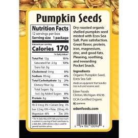 Eden Organic Pumpkin Seeds Dry Roasted and Salted, 1 oz