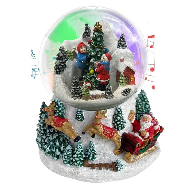 Koncenttop Christmas Snow Globe, 130mm Snow Globe Christmas, Rotating Musical