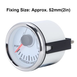 Boat Rowing Angle Indicator 0-190 Ohm Signal with Rudder Sensor 9-32 V 52 mm Waterproof Universal Backlight (Silver Frame on White)