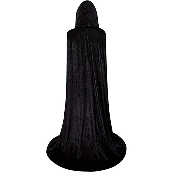 Gbrand Halloween Cloak Decorations Vampire Cape Hooded Robe Cloak Black Long Velvet Cape Cosplay Grim Reaper Vampire Witch Carnival Costume, Length 59" (Black)