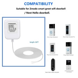 LIANSUM 18V 500mA C Wire Power Adapter Compatible with Video Doorbell, Nest Hello Doorbell, Ring Video Doorbell Pro, Ring Video Doorbell 2, Zmodo Smart Doorbell, Transformer Charging Cable