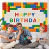 WeBenison Building Block Birthday Backdrop - Happy Birthday Photography Background
