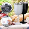Stemmed Stainless Steel Wine Glasses with Lid Double Wall Insulated
