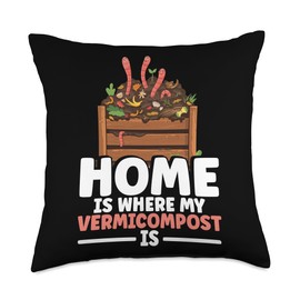 Worm Farming Vermicomposting Bin Composter Worm Composting Throw Pillow