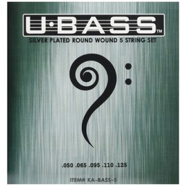 Kala Silver-Plated Nylon Core Metal Round Wound Strings, U•BASS® 5-String Set, Lower Tension Bass Strings, Accurate Intonation