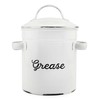 AuldHome Enamelware Grease Container with Strainer, Farmhouse Style Kitchen StorageTin,