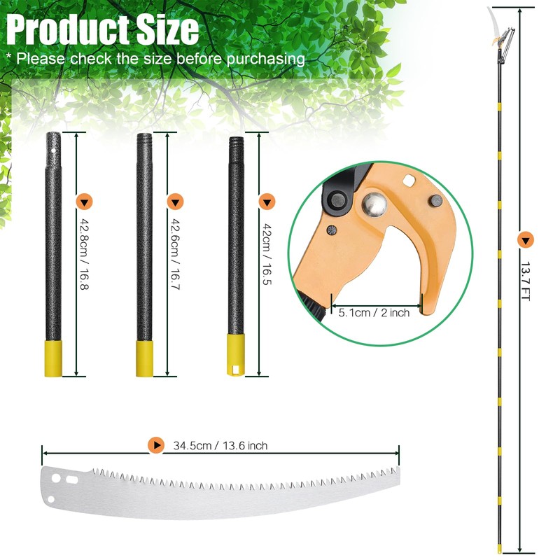 Pole Saws for Tree Trimming, 13.7 FT Manual Tree Trimmer