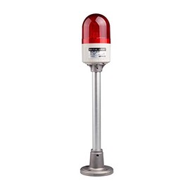 MLPF-10-R, Beacon Steady & Flashing Light, 66mm red Lens, Aluminum Surface Mount w/240mm Pole, Incandescent Bulb, 110V AC 8W