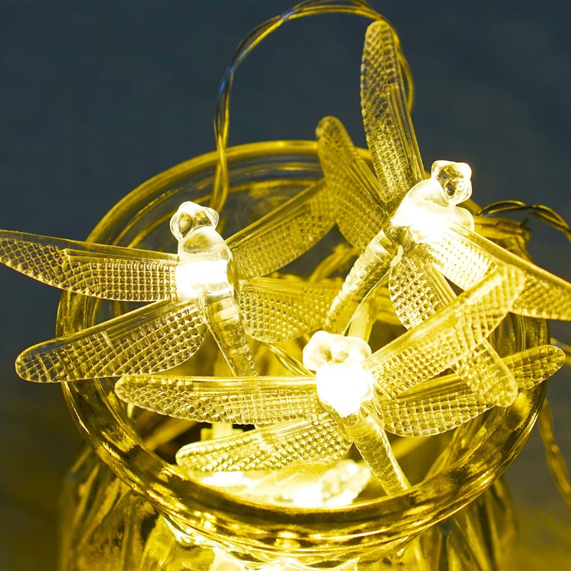 Dragonfly String Lights for Patio, Twinkle Fairy Lights for Indoor