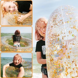 RosyFate Swimming Ring, Transparent Swimming Ring, Glitter, Adult Swimming Ring, Inflatable Swimming Ring, Swimming in Summer, Beach, Pool Toy (Sequins - Pack of 2)