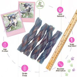 Nature Gnaws Braided Beef Jerky Chews for Dogs 5-6" (3 Count) - Long Lasting for Small and Medium Dogs - Natural Beef Gullet Dog Chew Bones