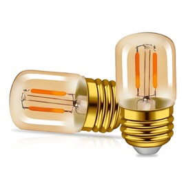 E26 LED Edison Light Bulbs 1W , T28 Mini Tube Lamp 2200K Warm White, Non-Dimmable Old Classic Bulb Amber Glass Replacement Decorative Bulb Night Light Oven Bulb 2 Pack