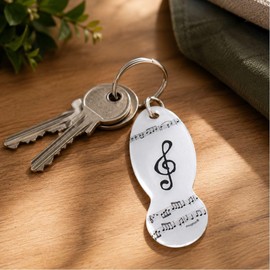 mugesh Shopping Trolley Remover Music Design - Stainless Steel Shopping Trolley Token with Treble Clef, Keyring for Shopping Trolley, Reusable - Gift for Musicians & Music Lovers (White)