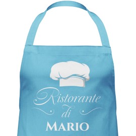 Geschenk mit Namen personalisiert by Shirtracer - Apron - Pizza Apron Adult - Ristorante di Name | Gift Pizza Accessories | Pizza Baker I Pizza Fan, 5 Light Blue