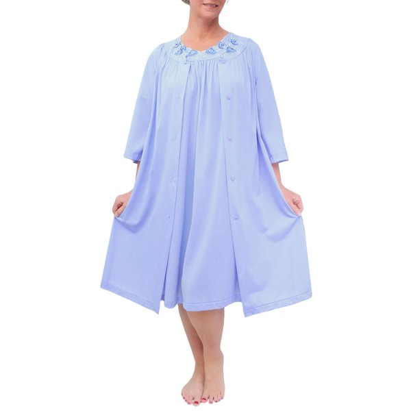 Shadowline Women's Nightgown and Robe Sleepwear Set Nylon Petals Short