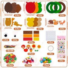29 Pieces Autumn Craft Set Autumn Crafts for Children, DIY Felt Set, Craft Set Autumn Craft Set for Children, with Hedgehog, Owl, Wreaths, for Craft Projects, School Activities, Festive Gift