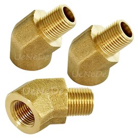 Brass 1/8 Inch NPT 45 Degree Elbow Pipe Fitting, 3PCS
