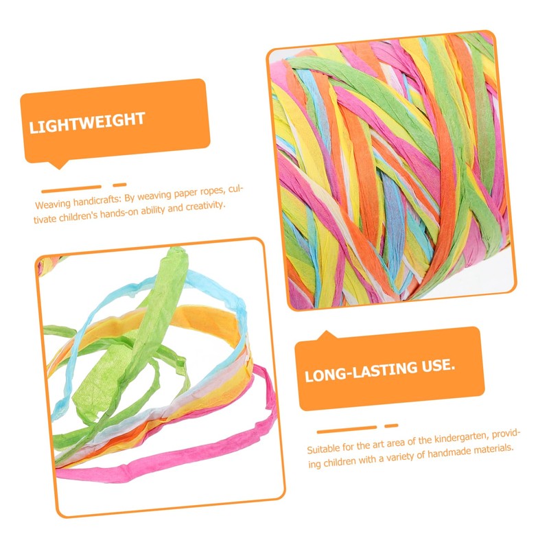 DOITOOL 1roll DIY Raffia Paper Rope Art Line Raffia Ribbon