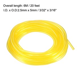 uxcell 20Ft Petrol Fuel Line Hose I.D 3/32 X O.D 3/16 PVC Soft Pipeline for Common 2 Cycle Small Engine Weedeater Chainsaw