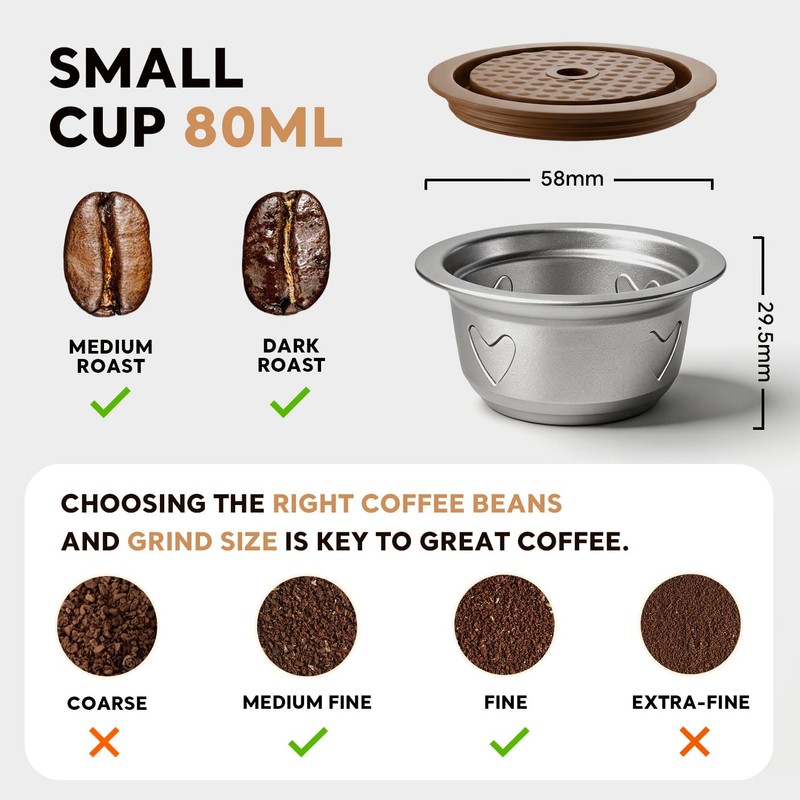Stainless Steel Refillable Coffee Capsule Reusable Coffee Pods Compatible with