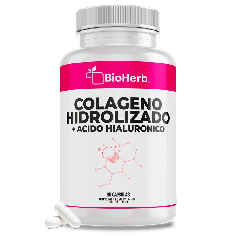 BioHerb® | Colágeno Hidrolizado y Ácido Hialurónico con 90 Cápsulas